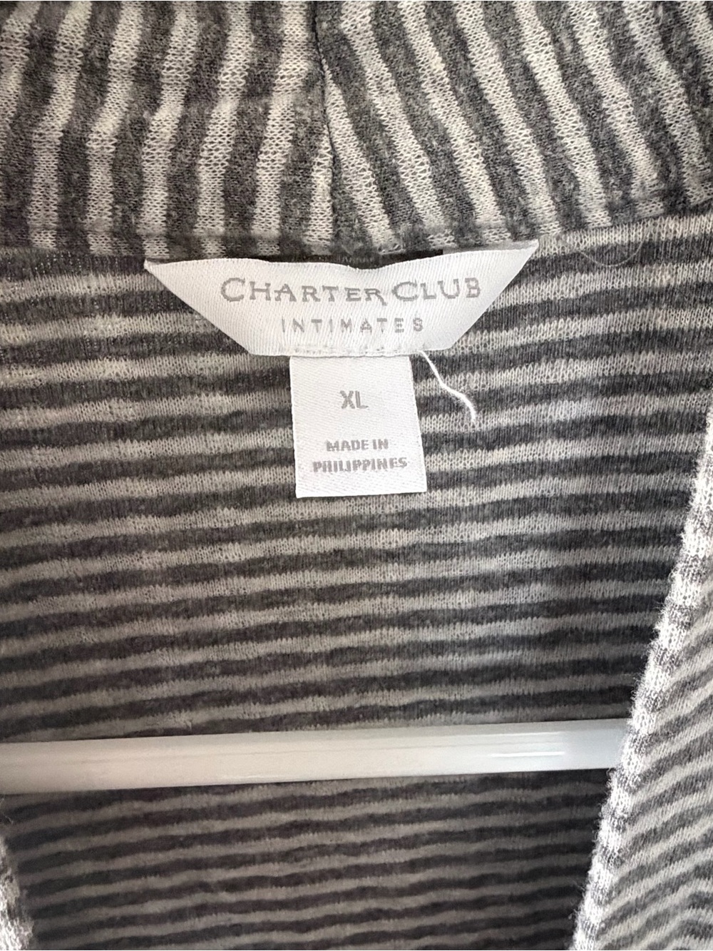 Charter Club Intimates Gray Striped Textured Robe - Picture 3 of 6